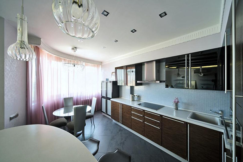 Plasterboard ceiling design in the kitchen - photo