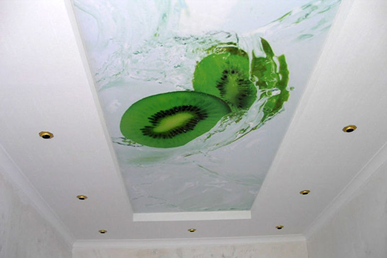 Plasterboard ceiling design in the kitchen - photo