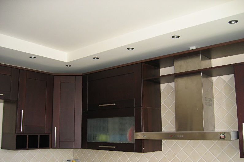 Plasterboard ceiling design in the kitchen - photo