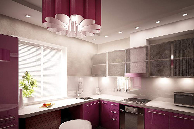 Plasterboard ceiling design in the kitchen - photo