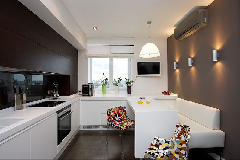Plasterboard ceiling design in the kitchen - photo