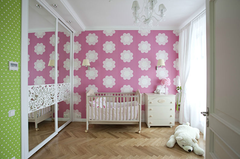 Pink wallpaper for kids room