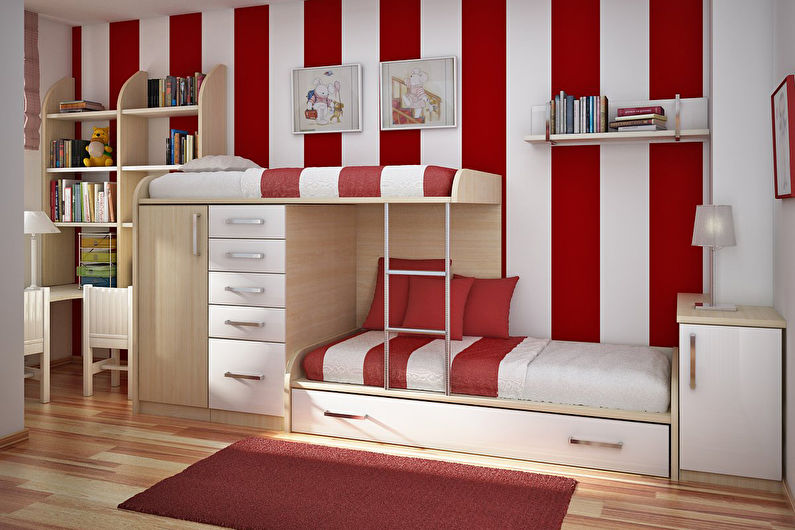 Red wallpaper for a children's room - photo