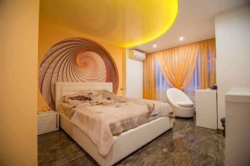 Stretch ceiling in the bedroom - Vivid colors