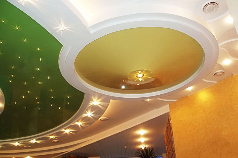 Stretch ceilings with lighting in the bedroom