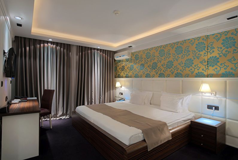 Matte stretch ceilings in the bedroom - photo