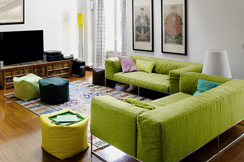 Green color in the interior (90 photos)