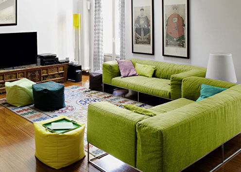 Green color in the interior (90 photos)