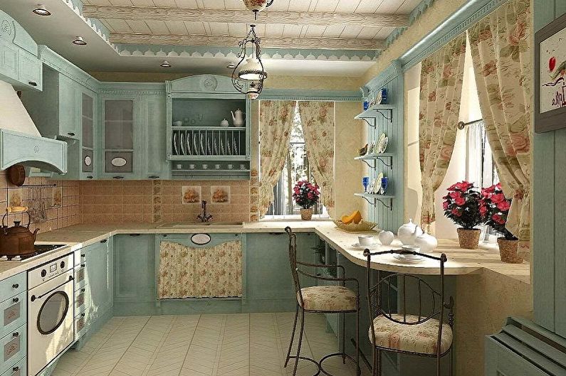 Küche 15 qm im provenzalischen Stil - Innenarchitektur