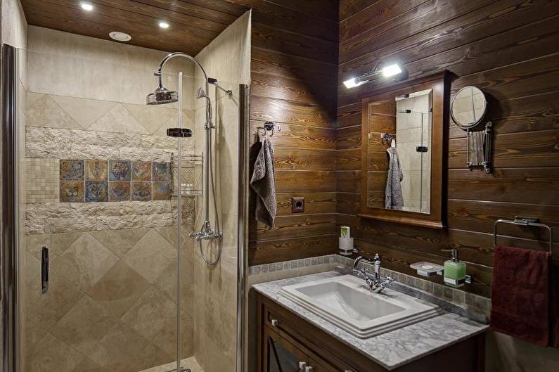 Bathroom with country-style shower