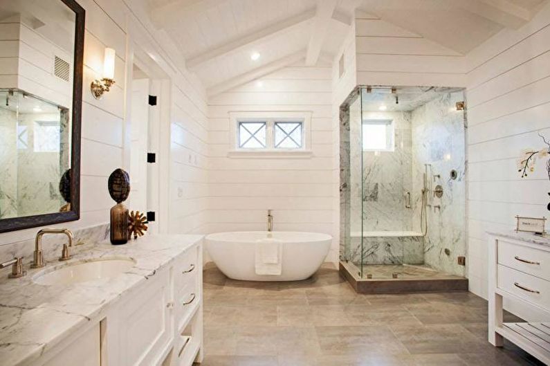Decorating the bathroom with shower - Marble