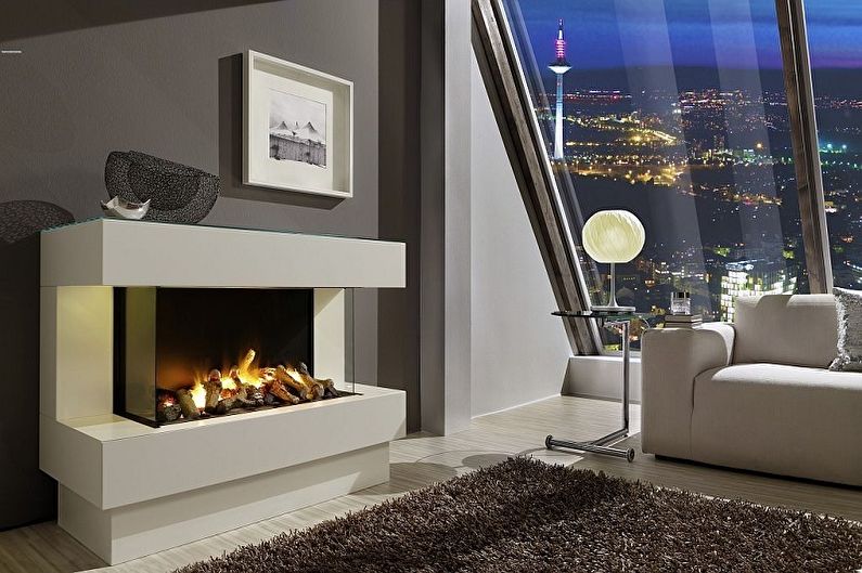 Electric fireplace in the interior