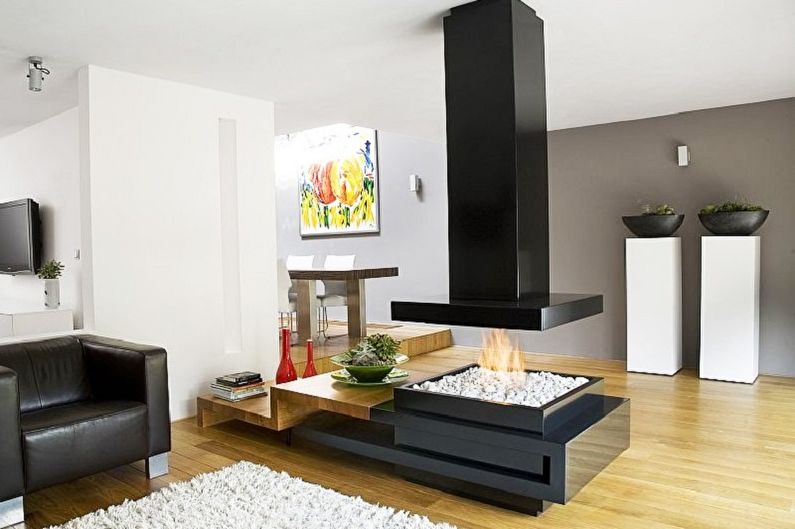 Gas fireplace in the interior