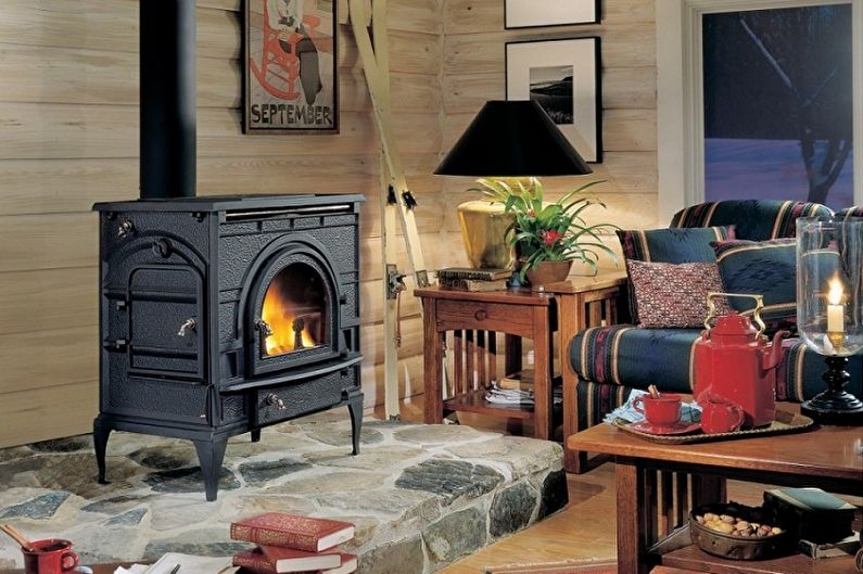 Fireplace stove in the interior