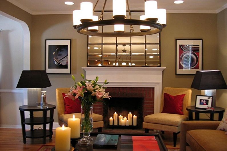 Fireplace in the interior - Proper lighting