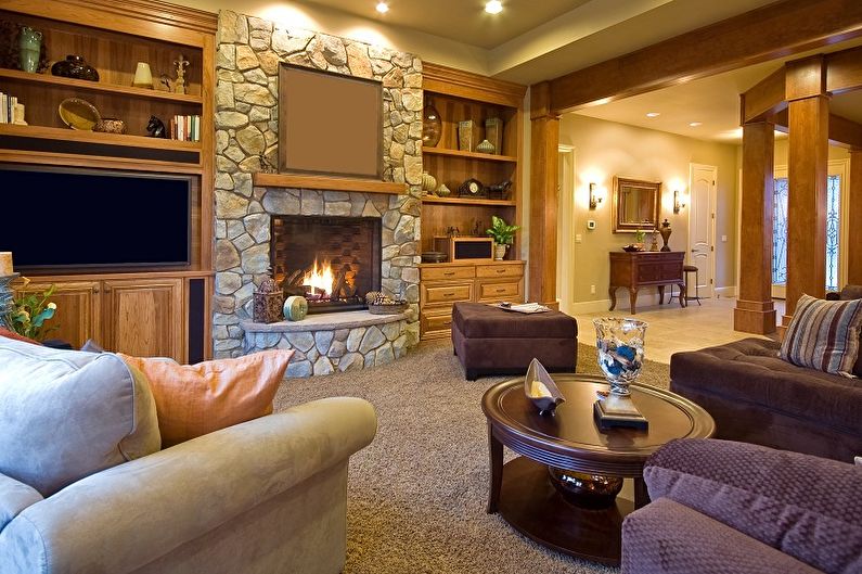 Fireplace in the interior - Proper lighting