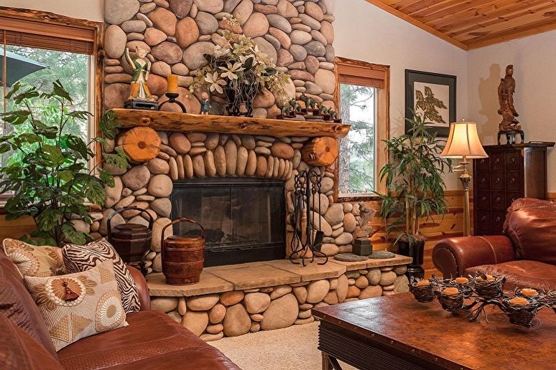 Fireplace in the interior - photo