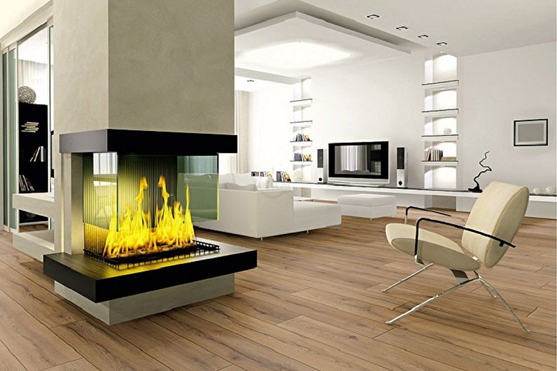 Fireplace in the interior - photo