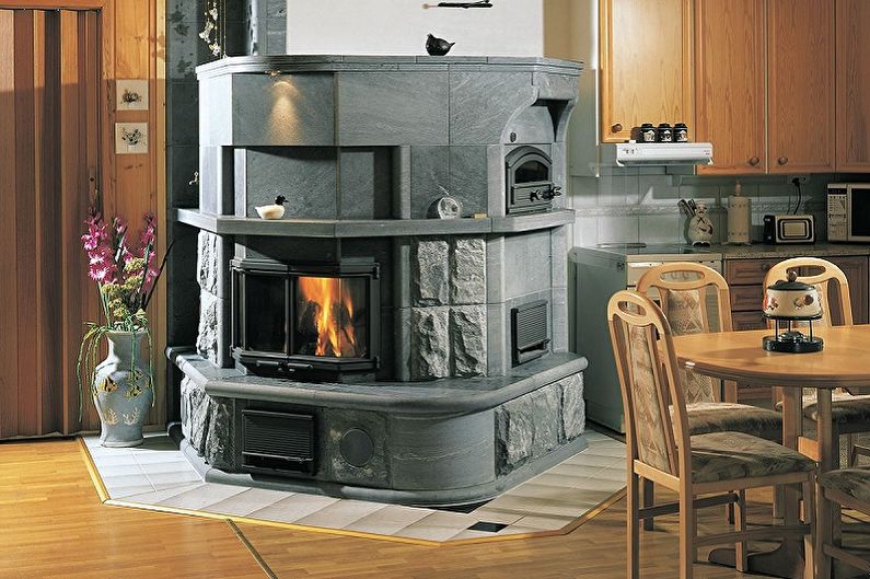 Fireplace in the interior - photo