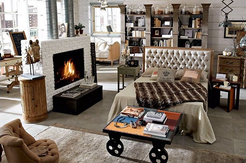 Fireplace in the interior - photo