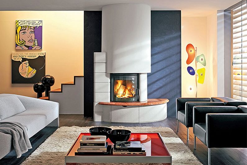 Fireplace in the interior - photo