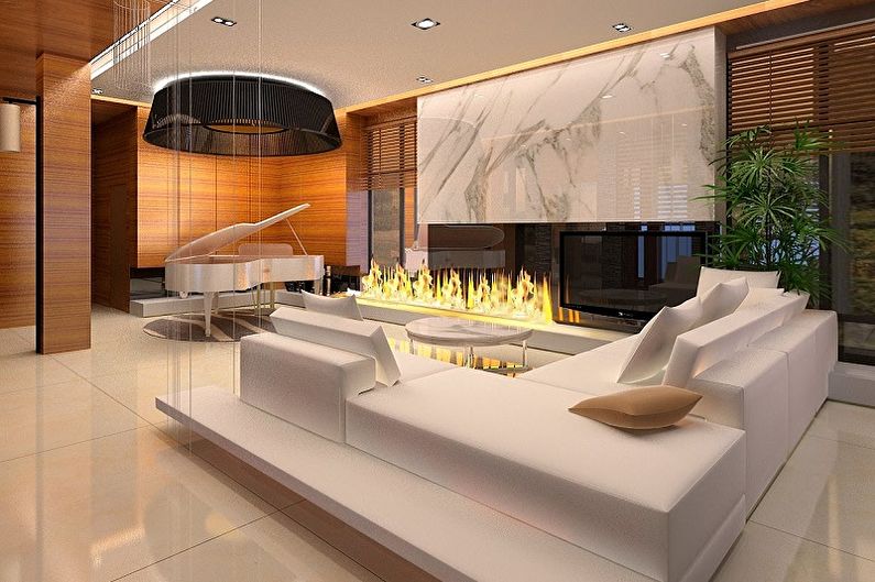 Fireplace in the interior - photo