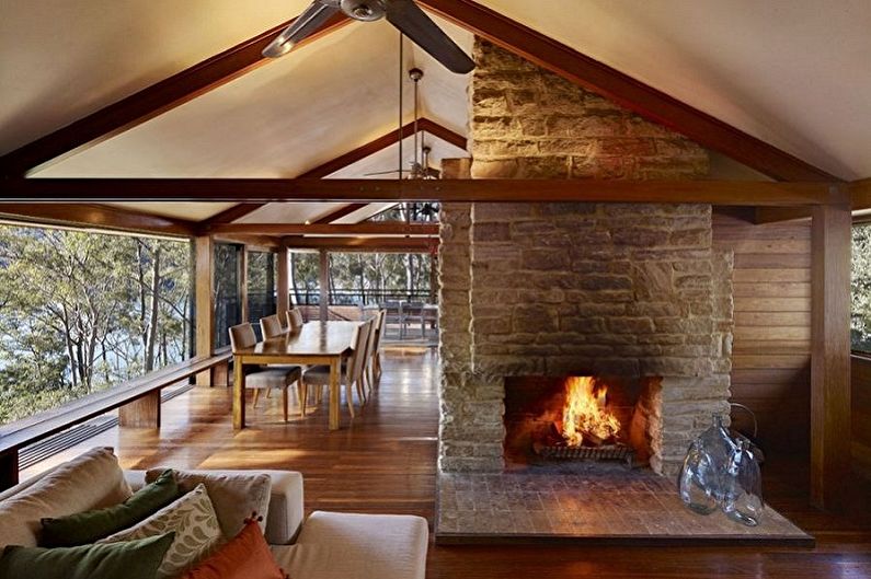 Fireplace in the interior - photo