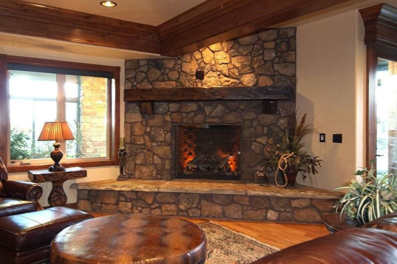 Fireplace in the interior - photo