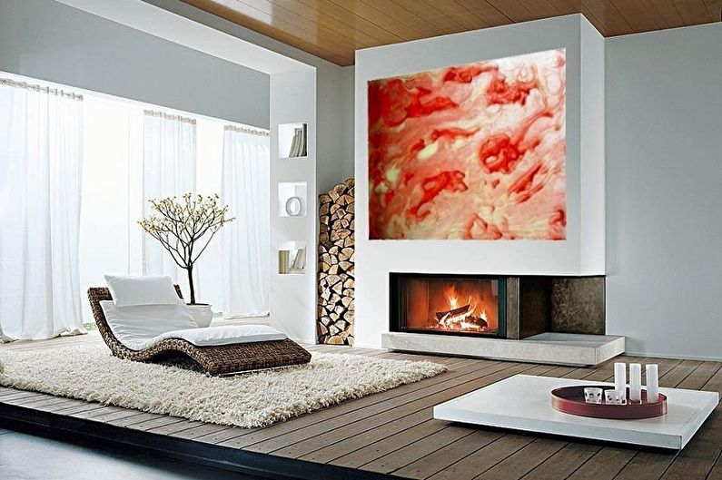 Fireplace in the interior - photo