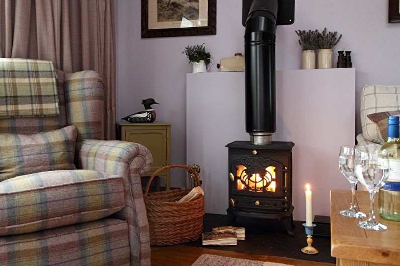 Fireplace in the interior - photo