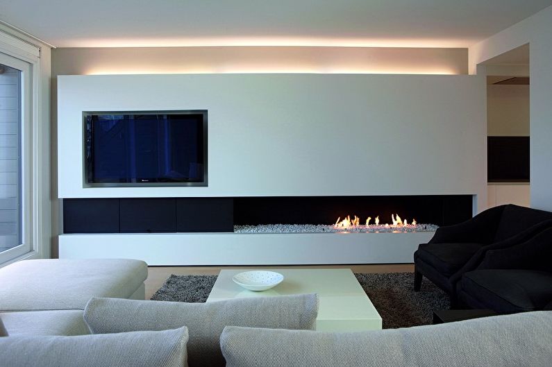 Fireplace in the interior - photo