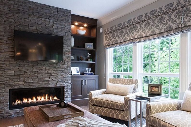 Roman curtains in the interior - photo