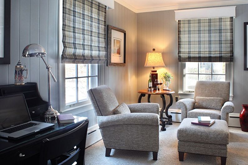Roman curtains in the interior - photo