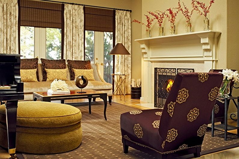 Roman curtains in the interior - photo