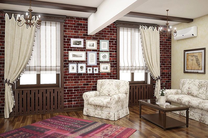 Roman curtains in the interior - photo