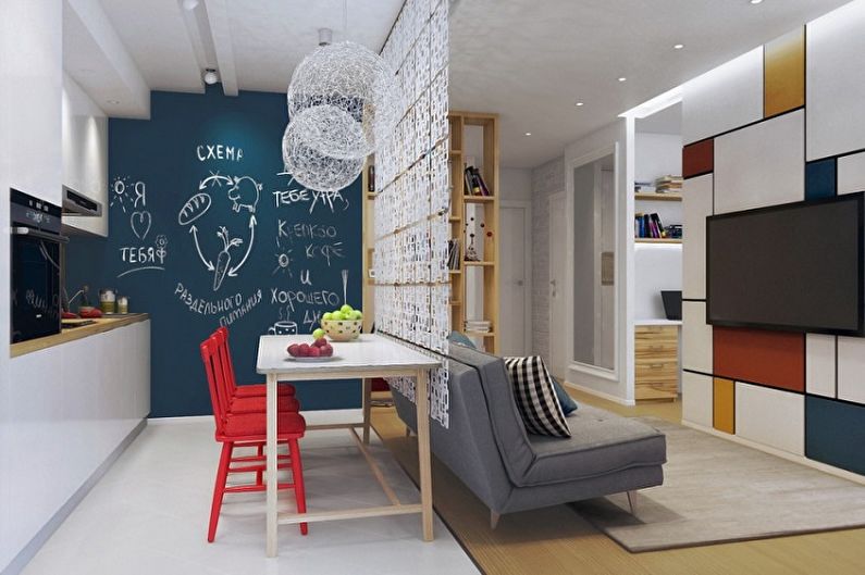 Layout of a one-room apartment - photo