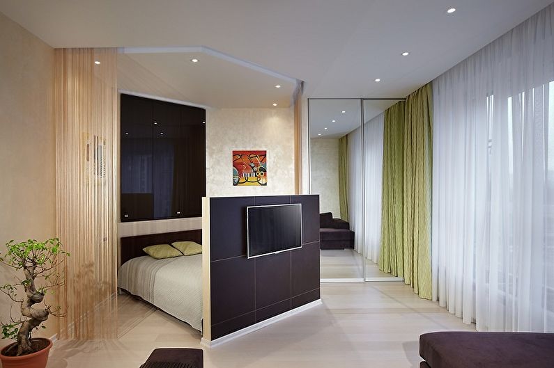 Layout of a one-room apartment - photo