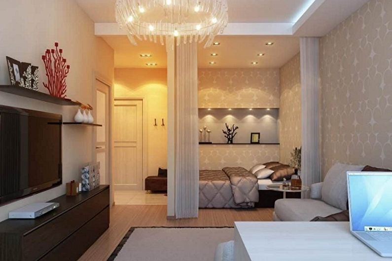 Layout of a one-room apartment - photo
