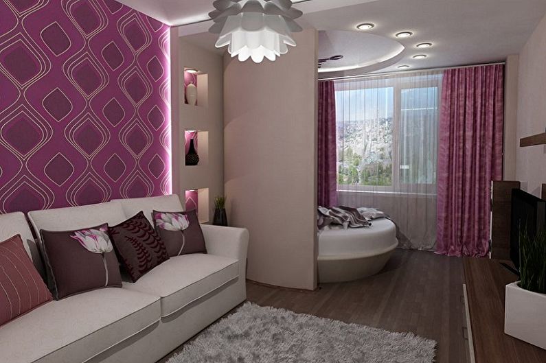 Layout of a one-room apartment - photo