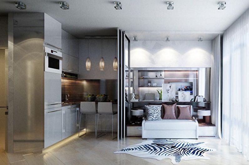 Layout of a one-room apartment - photo