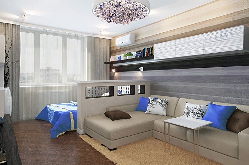 Layout of a one-room apartment - photo