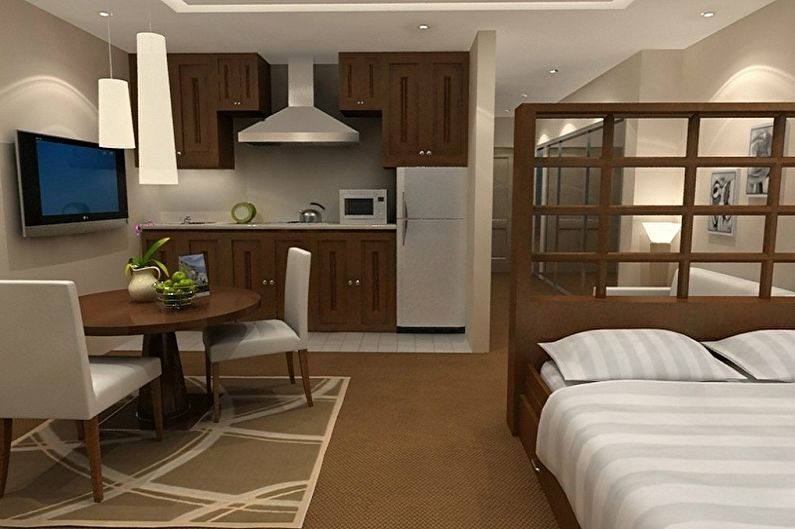 Layout of a one-room apartment - photo