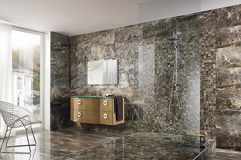 Types of wall tiles for the bathroom