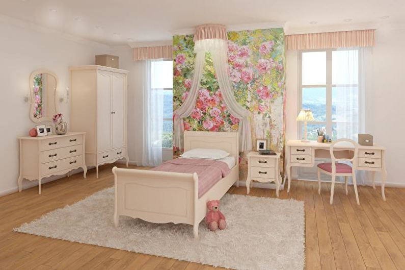 Pink children's room in Provence style - Interior Design