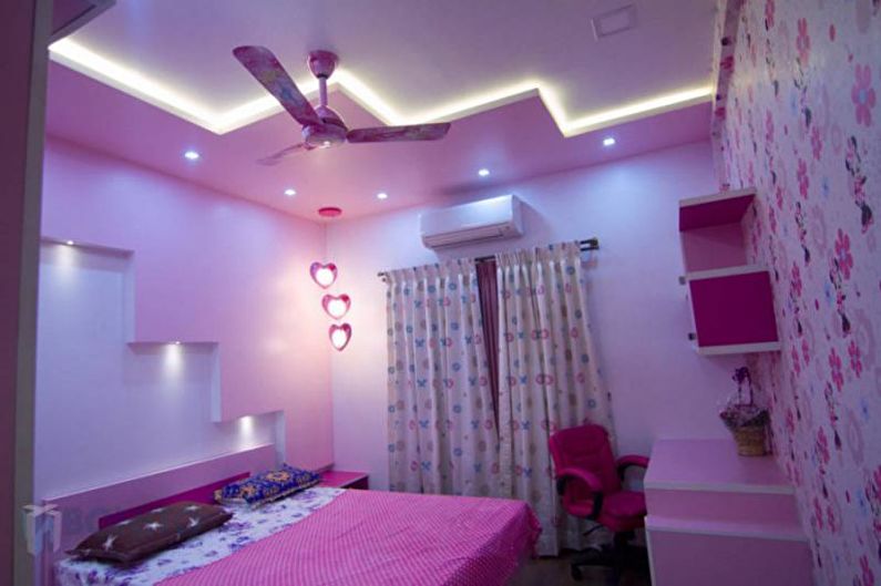Pink Kids Room Design - Ceiling Finish