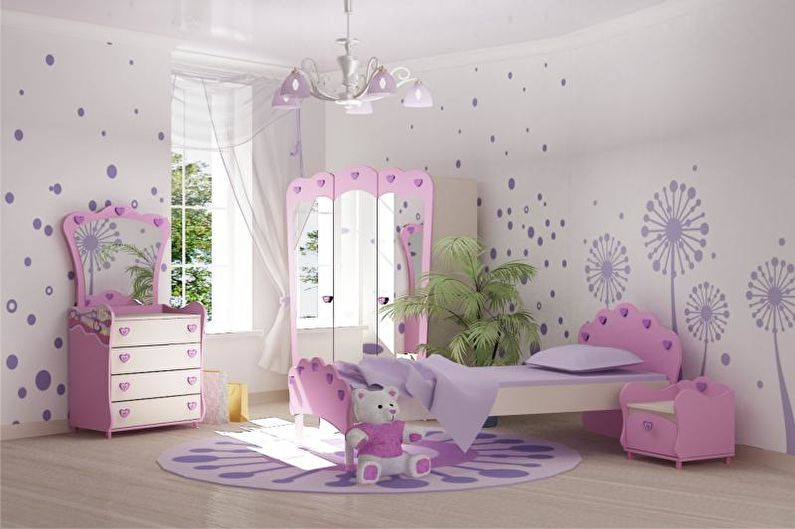 Pink kids room - interior design photo