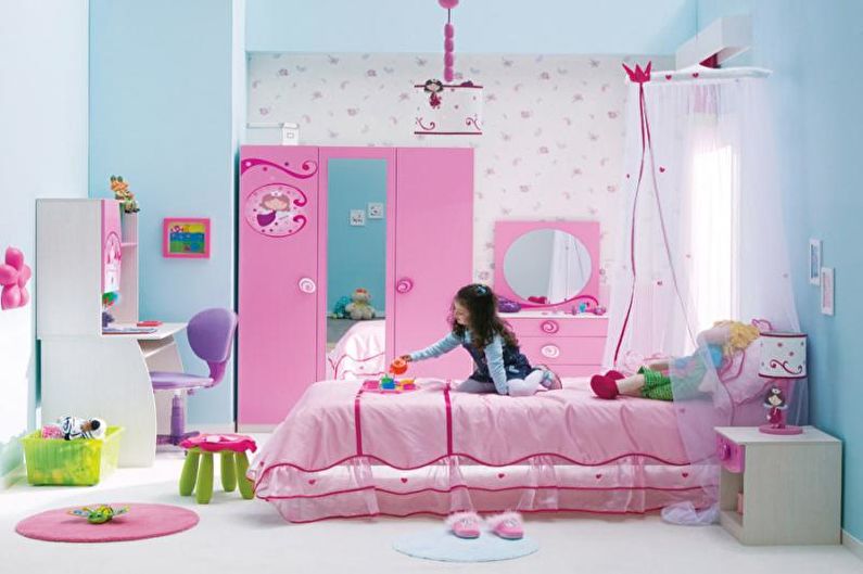 Pink kids room - interior design photo