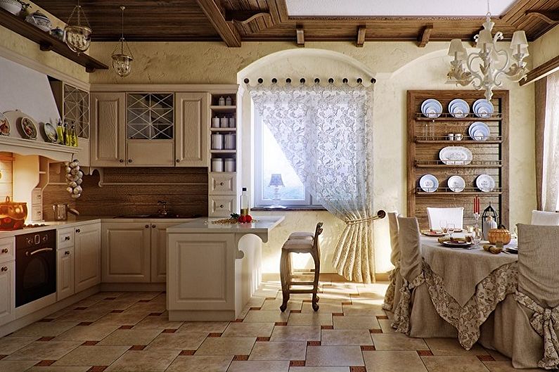 Beige Country Style Kitchen - Interior Design