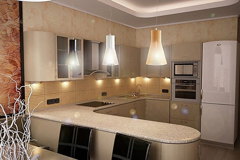 Beige Kitchen Design - Lighting