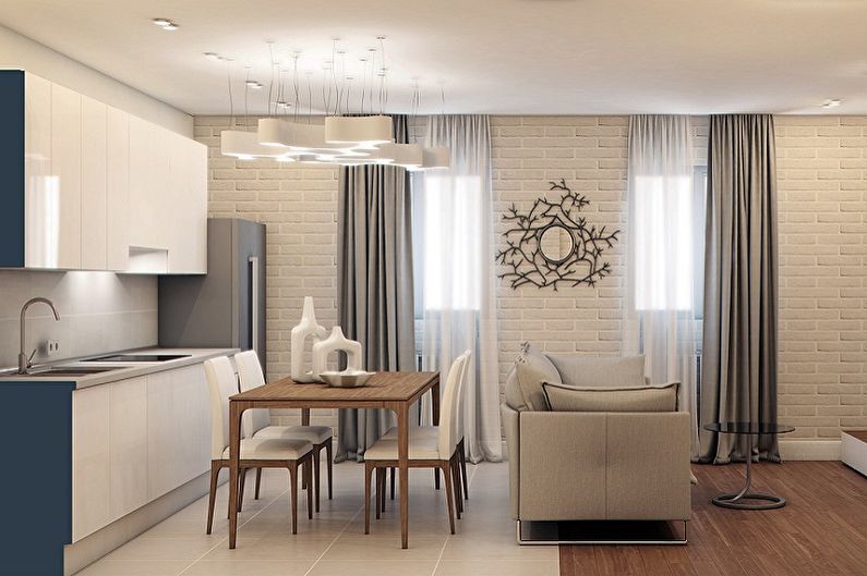 Beige kitchen - interior design photo